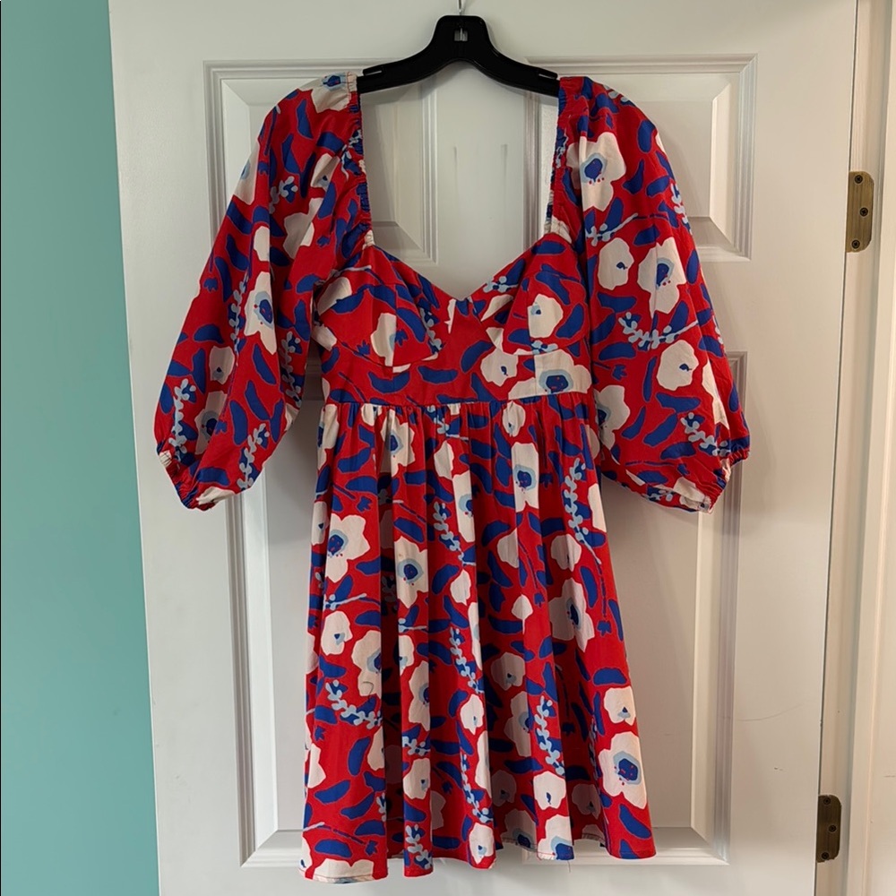 Hutch Red/White/Blue Floral Dress size small